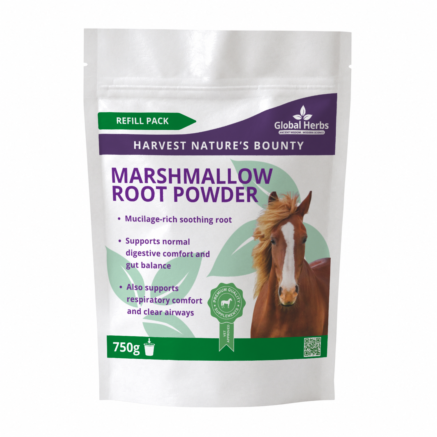 Marshmallow Root Powder Refill Pouch 750g - Global Herbs Global Herbs
